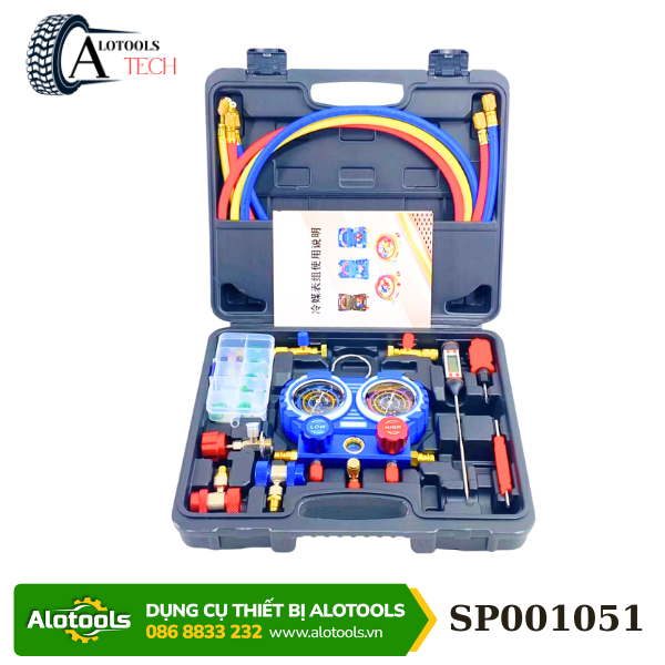 Thiết bị nạp ga đôi điều hoà ô tô Alotools R134A,Vật tư điện lạnh ngành ô tô