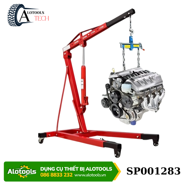 Cẩu móc động cơ 2 tấn AlotoolsTech – Gấp gọn, nâng máy ô tô an toàn