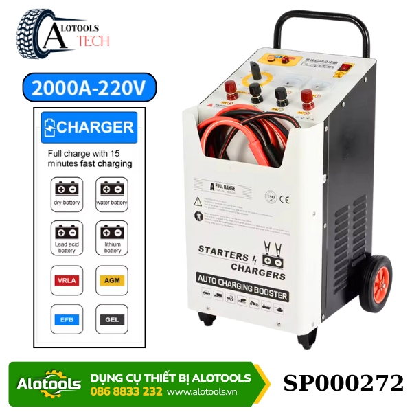 Máy sạc và đề nổ ắc quy ô tô 220V – Dòng lớn 2000A – Sạc ắc quy 12V/24V cho xe con, xe tải nhẹ