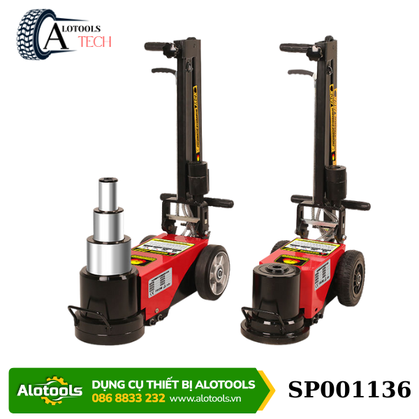 Kích thủy lực khí nén 2 tầng gập tay thân ngắn 40/80 tấn mạ Crome