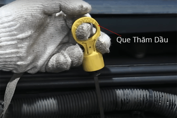 Dùng que thăm dầu để kiểm tra lại mức dầu hộp số
