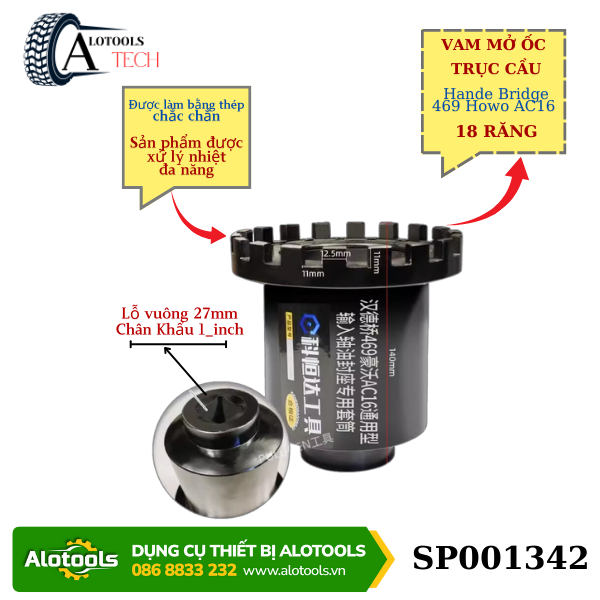 Vam mở ốc trục cầu Hande 469 Howo Benz AC16