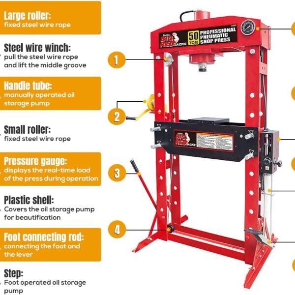 Máy ép thủy lực dùng khí nén 50 tấn Torin TY50001 | Bàn ép công nghiệp Big Red