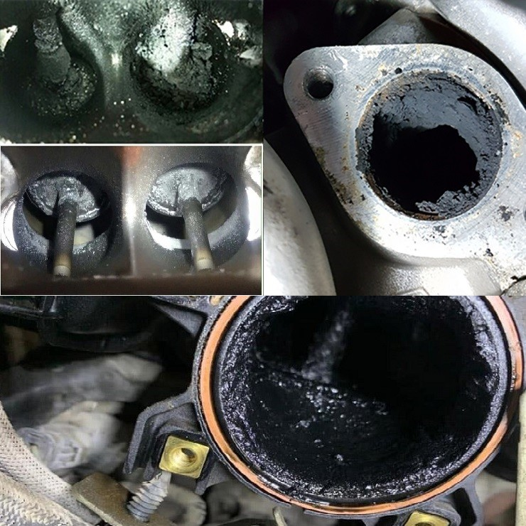 muội carbon bám trong buồng đốt và van nạp động cơ ô tô