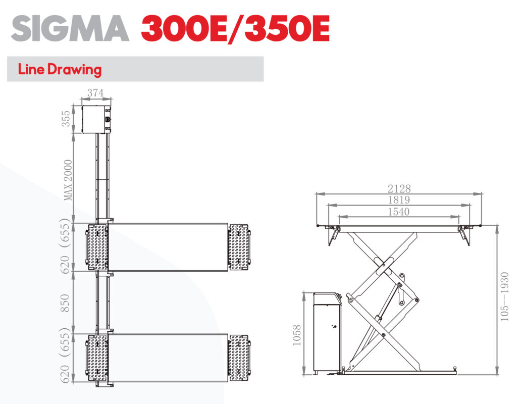 Cầu nâng cắt kéo đặt nổi SIGMA 350E 3.5 tấn chính hãng