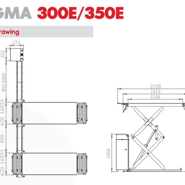 Cầu nâng cắt kéo đặt nổi SIGMA 350E 3.5 tấn chính hãng