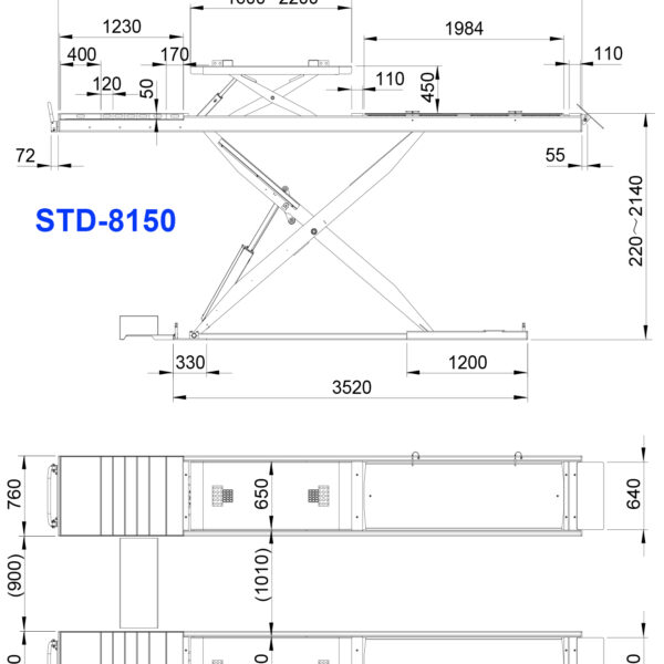 Cầu nâng STD-8150 thiết kế chắc chắn 2 tầng nâng