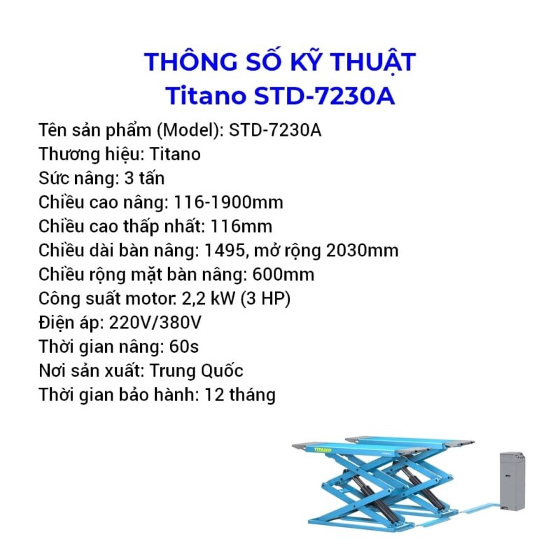 Cầu nâng cắt kéo STD-7230A thiết kế nhỏ gọn, đặt nổi