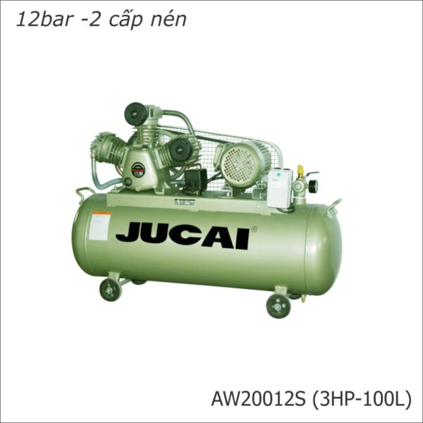 Máy nén khí 3HP AW20012S 12 bar 100L, lưu lượng 200L/p, 2 cấp nén mạnh mẽ