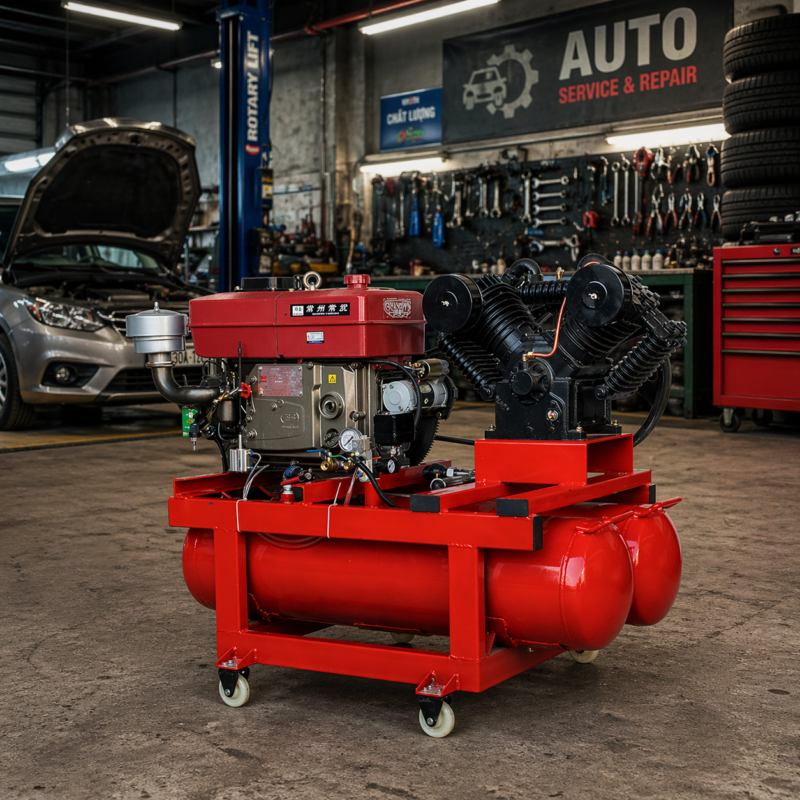 Máy nén khí đầu nổ K18D-210T 18HP bình 220L áp 15 bar mạnh mẽ, bền bỉ cho garage và sửa chữa lưu động
