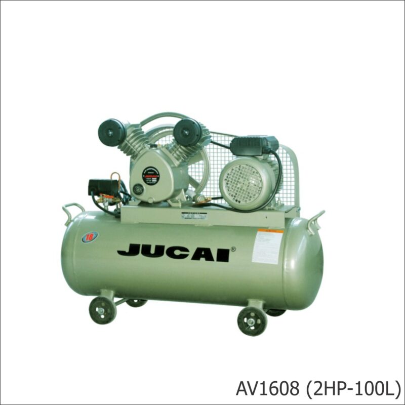 Máy nén khí Jucai 2HP AV1608 100L cho garage ô tô chuyên nghiệp