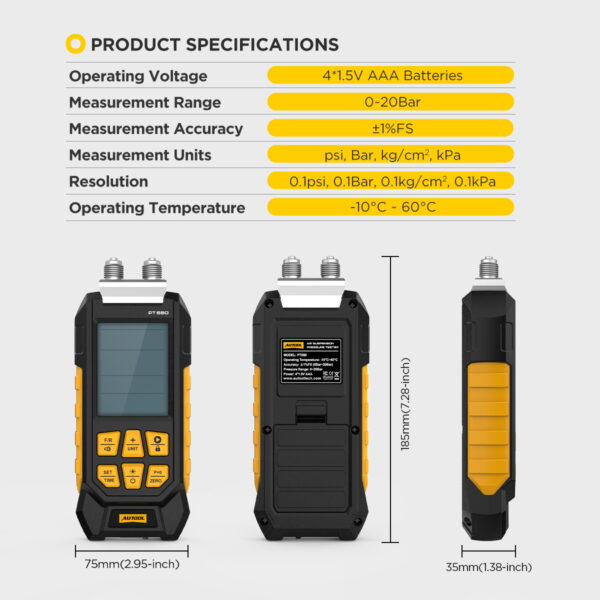 máy đo áp suất treo khí nén PT680 - hình 2