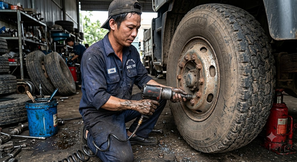lốp và mâm xe tải