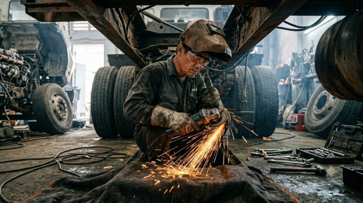 an toàn khi dùng máy mài góc gầm xe tải