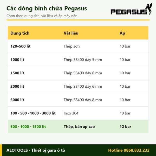Bình chứa khí nén 1000 lít 12 bar Pegasus, áp cao, kiểm định 15 bar 5 bình chứa khí nén 1000 lít 12 bar - hình 3