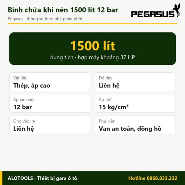 bình chứa khí nén 1500 lít 12 bar - hình 2