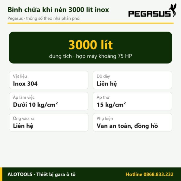 bình chứa khí nén inox 3000 lít - hình 2