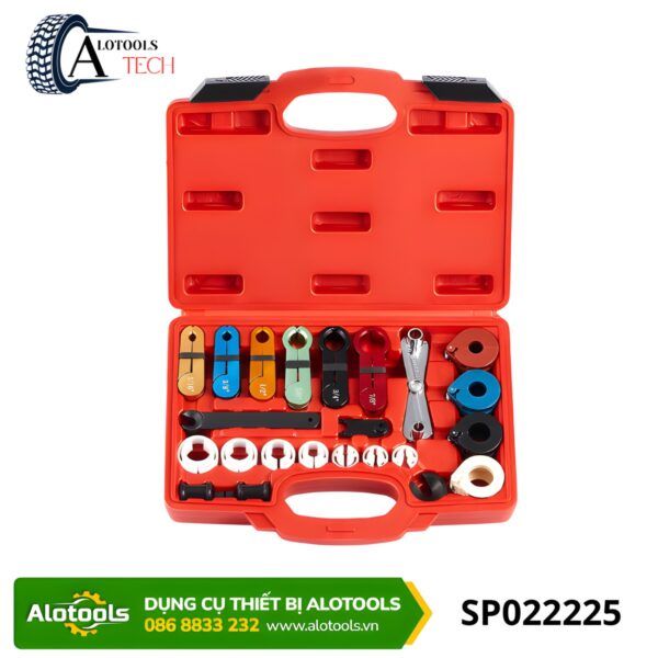 Bộ dụng cụ tháo ống nhiên liệu 25 chi tiết trong hộp đỏ đầy đủ phụ kiện cho garage ô tô