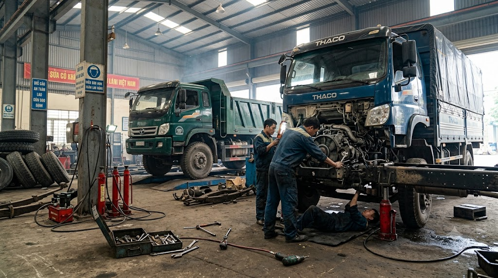 bảo dưỡng gầm máy xe tải Thaco