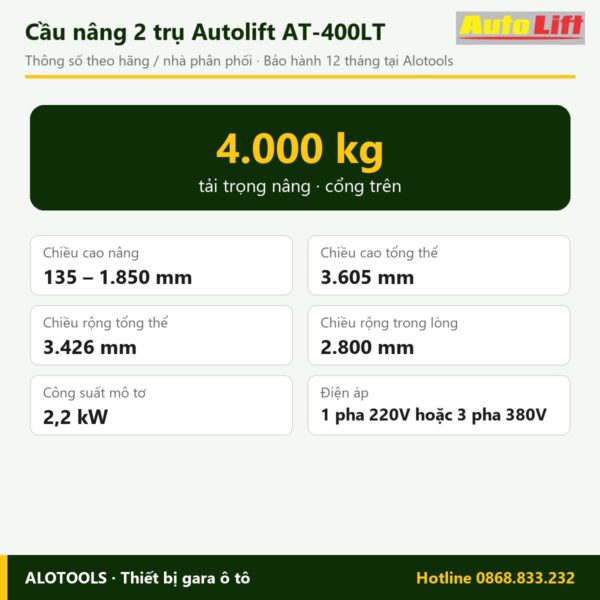 cầu nâng 2 trụ Autolift AT-400LT - hình 3