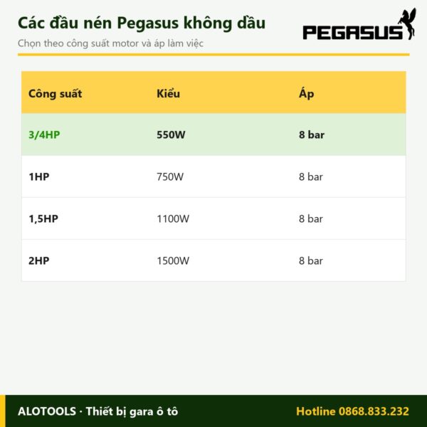đầu máy nén khí không dầu 3/4HP - hình 3