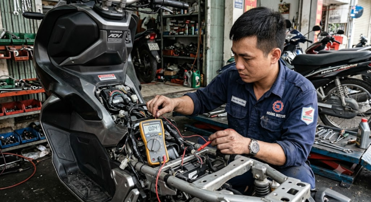 đo rò điện hệ thống dây dẫn xe máy bằng đồng hồ vạn năng
