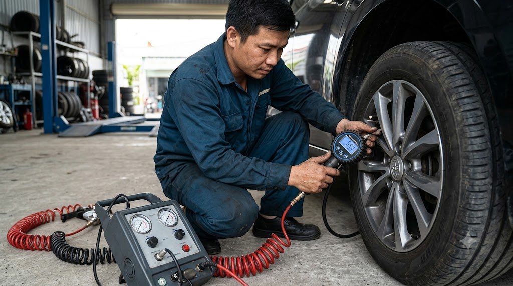 đồng hồ đo áp suất lốp điện tử