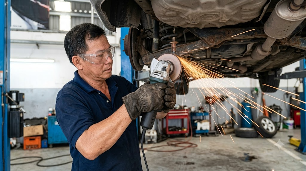 dùng máy cắt cầm tay an toàn