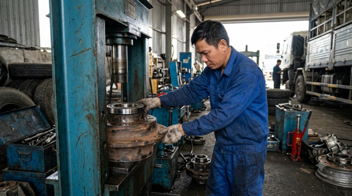 ép vòng bi moay ơ xe đầu kéo