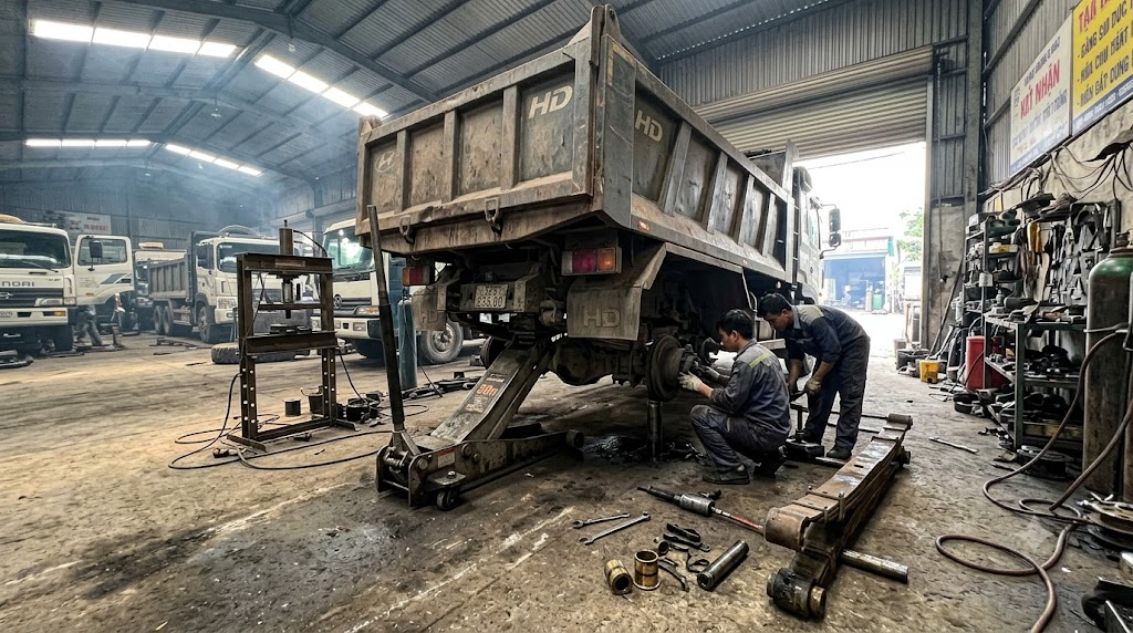 hạ dàn nhíp xe tải Hyundai HD