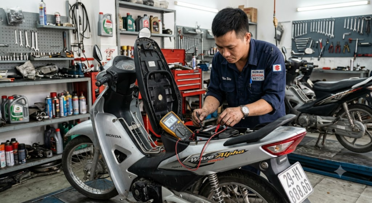 kiểm tra hệ thống điện xe máy