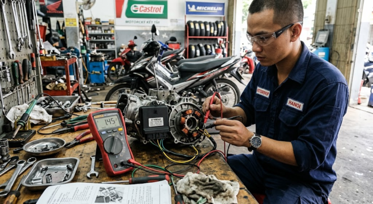kiểm tra IC xe máy bằng đồng hồ vạn năng