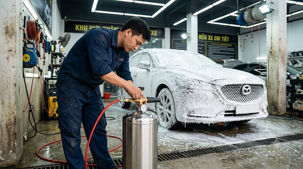 bình phun bọt tuyết inox