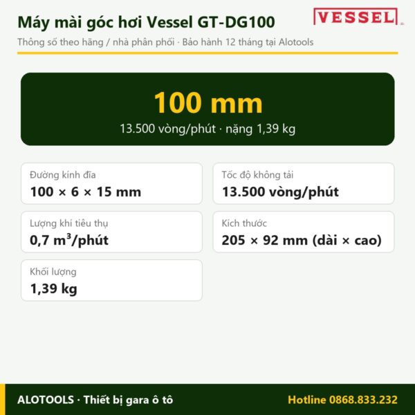 máy mài góc hơi Vessel GT-DG100 - hình 4