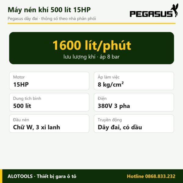 máy nén khí 500 lít 15HP áp 8 bar - hình 2