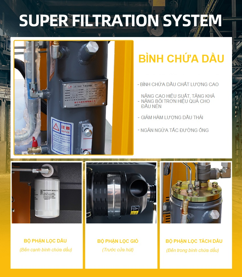 Máy nén khí biến tần Hande VPM 150HP (110 kW) nam châm vĩnh cửu, 19,8 m³/phút 6 máy nén khí biến tần Hande 150HP - hình 6
