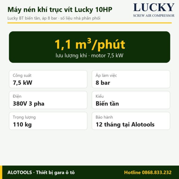 máy nén khí biến tần Lucky 10HP - hình 4