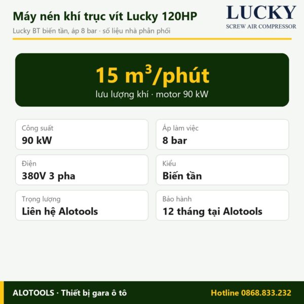 máy nén khí biến tần Lucky 120HP - hình 4