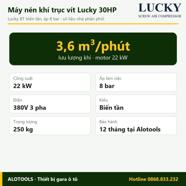 máy nén khí biến tần Lucky 30HP - hình 2