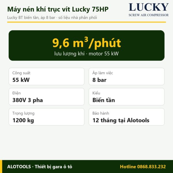 máy nén khí biến tần Lucky 75HP - hình 4