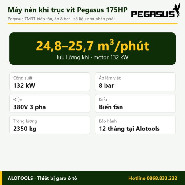 máy nén khí biến tần Pegasus 175HP - hình 2