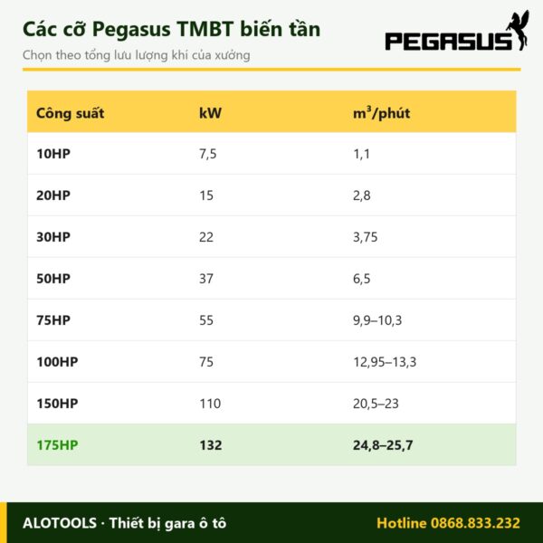 máy nén khí biến tần Pegasus 175HP - hình 3
