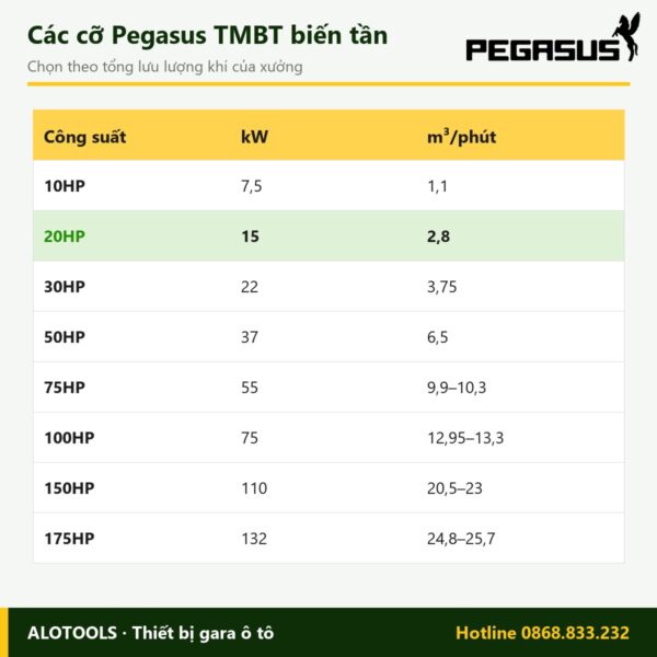 máy nén khí biến tần Pegasus 20HP - hình 3