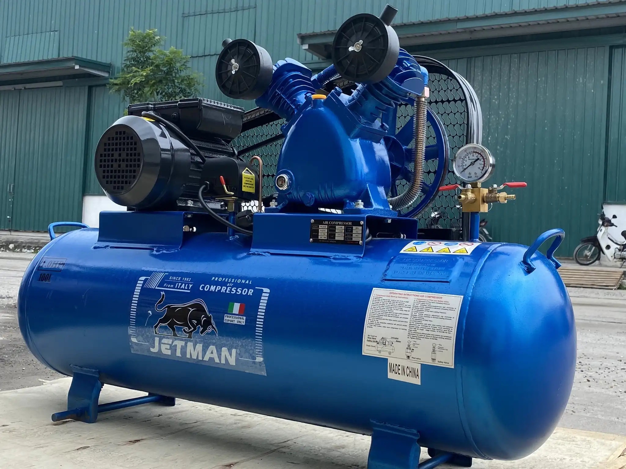 Máy nén khí Jetman 2HP 100 lít dây đai, áp 8 bar, điện 220V 10 Máy Jetman 2HP 100 lít - ảnh 2