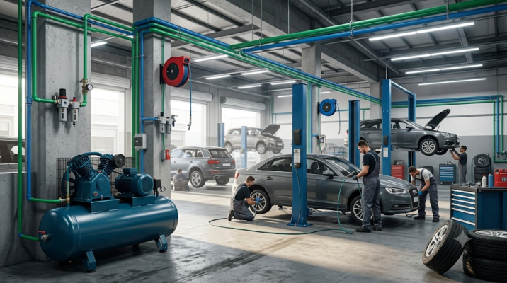 máy nén khí piston và hệ thống đường hơi xưởng