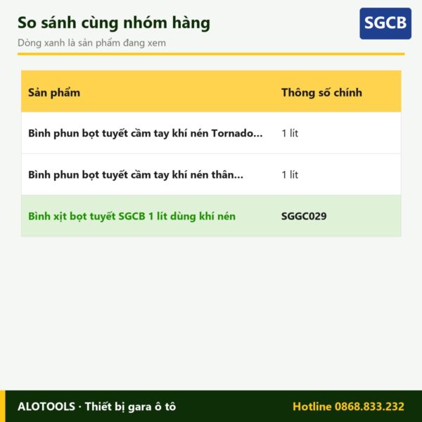 bình xịt bọt tuyết SGCB - so sánh