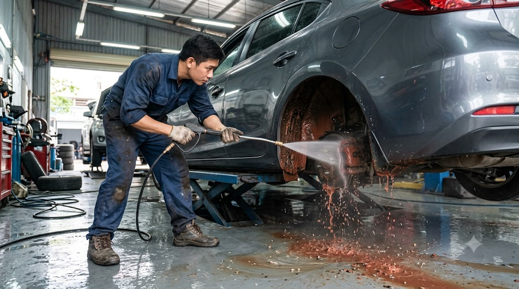 súng rửa xe cao áp nối béc xịt gầm