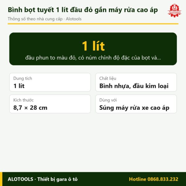 bình bọt tuyết cao áp đầu đỏ - thông số