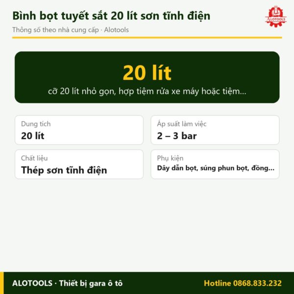 bình bọt tuyết sắt 20 lít - thông số
