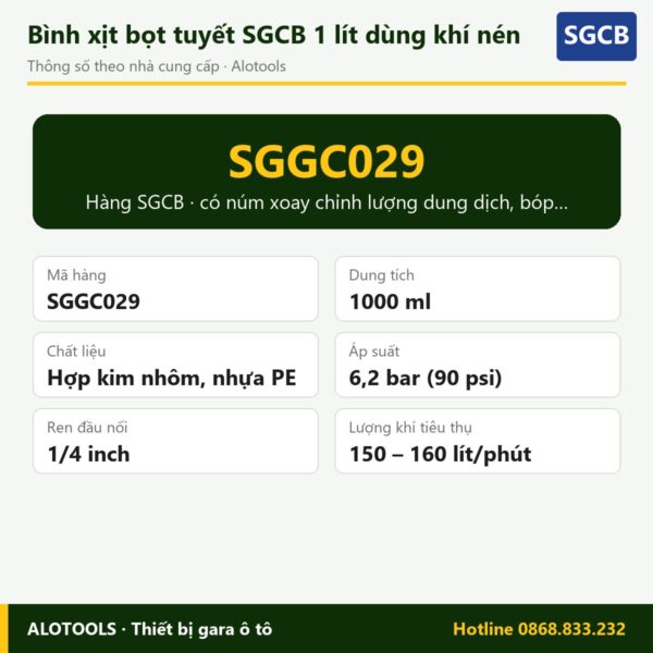 bình xịt bọt tuyết SGCB - thông số